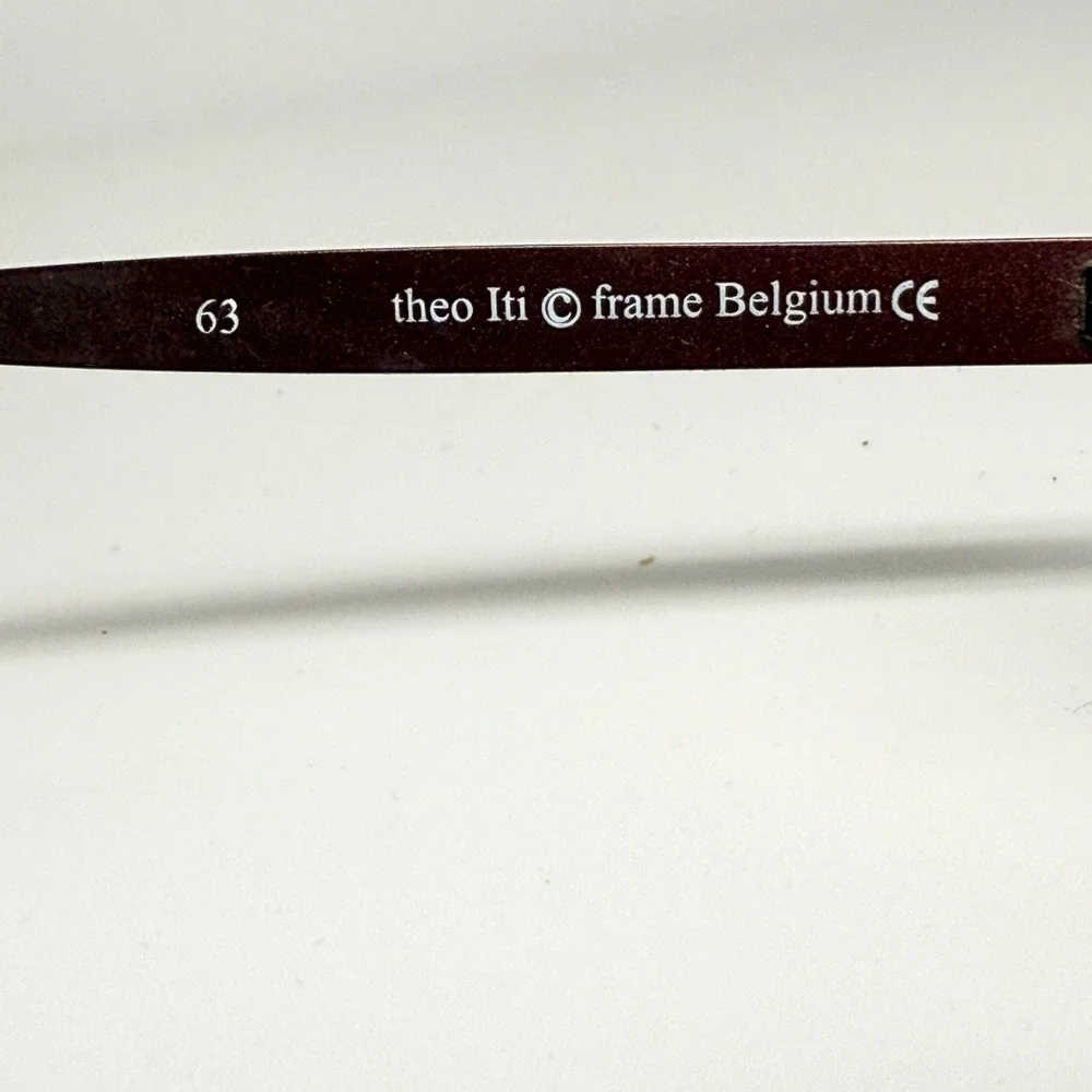 Theo Iti Eyeglasses Frames Belgium Burgundy Tortoise Shell Round Cat Eye‎ 63